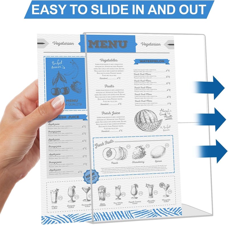 EHWINE 12 Pack 5 x 7 Acrylic Sign Holder, Clear Plastic Signs Display Stand, Vertical Slanted Back Paper Holder Stand up Table Top Sign Holders Flyer Stand Frames Suitable for Office Business Store - Image 4